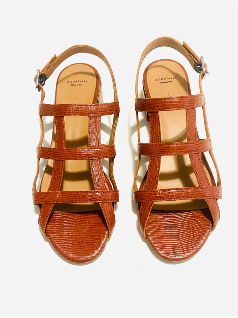 Aquatalia Harlie Leather cage Sandal in Russel - Picture 2 of 9